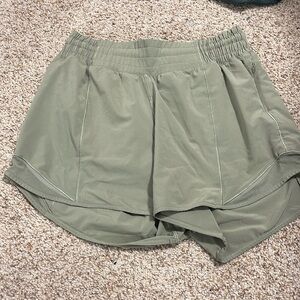 Lululemon High Rise Hotty Hot Green shorts